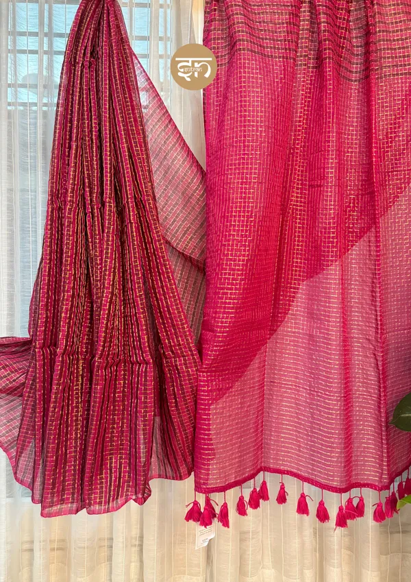 Zarisaaz:_Pink_&_Brown_Mul_Cotton_Sitar_Box_Saree_For_Women