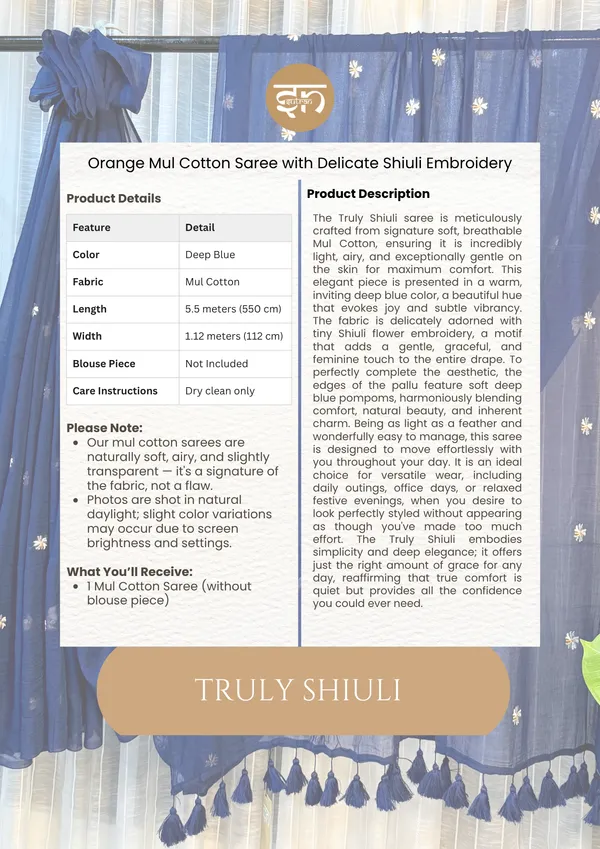 Truly_Shiuli:_Blue_Mul_Cotton_Saree_With_Embroidery_Work_For_Women