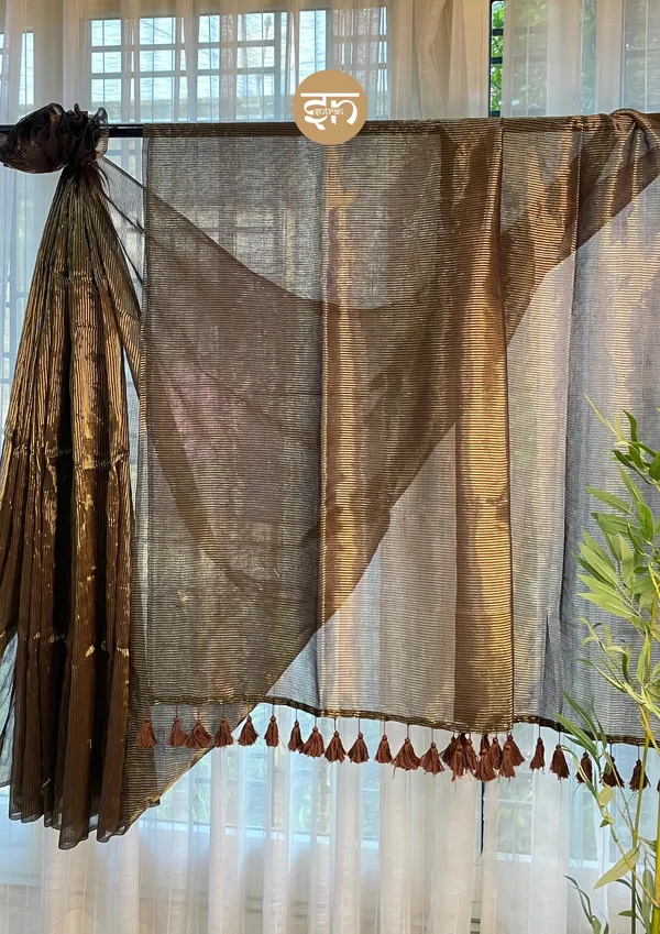Zarisaaz:_Brown_&_Black_Zari_Woven_Sitarbox_Saree_For_Women