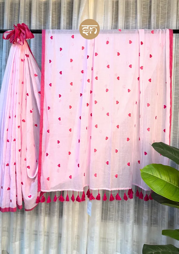 Dil_Dhadakne_Do:_Pink_Mul_Cotton_Saree_With_Embroidery_Work_For_Women