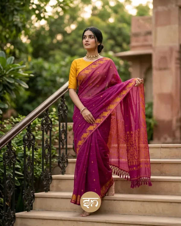 Mohona_Jamdani:_Pink_Soft_Jamdani_Saree_with_Detailed_Work