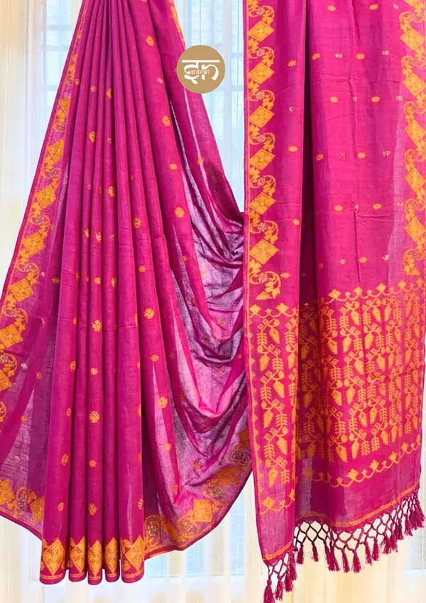 Mohona_Jamdani:_Pink_Soft_Jamdani_Saree_with_Detailed_Work