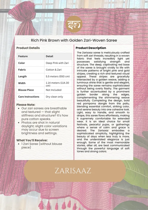 Zarisaaz:_Pink_&_Brown_Mul_Cotton_Sitar_Box_Saree_For_Women