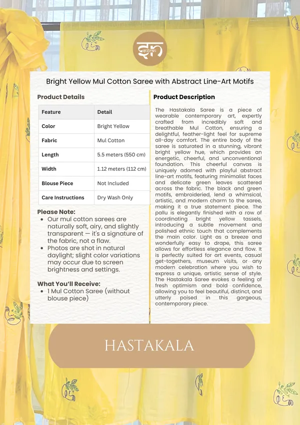 Hastakala:_Yellow_Mul_Cotton_Saree_With_Embroidery_Work_For_Women