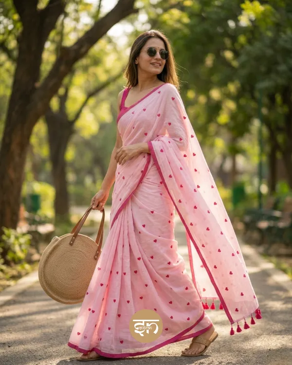 Dil_Dhadakne_Do:_Pink_Mul_Cotton_Saree_With_Embroidery_Work_For_Women