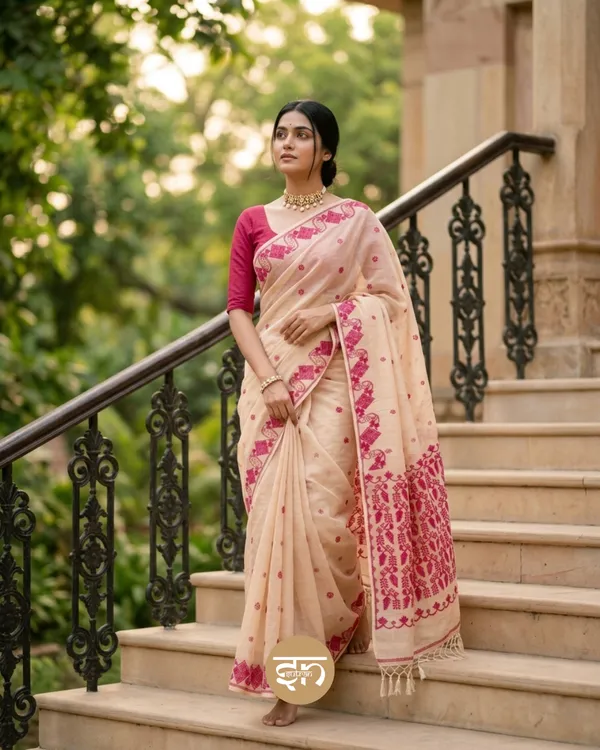 Mohona_Jamdani:_Off-White_Soft_Jamdani_Saree_with_Detailed_Work