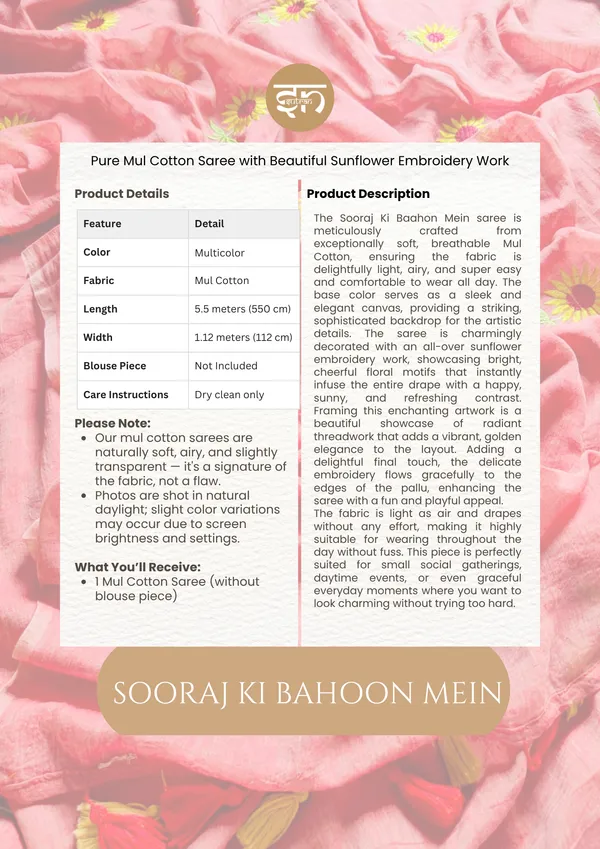 Sooraj_Ki_Bahoon_Mein:_Teal_Pure_Mul_Cotton_Saree_with_Beautiful_Sunflower_Embroidery_Work