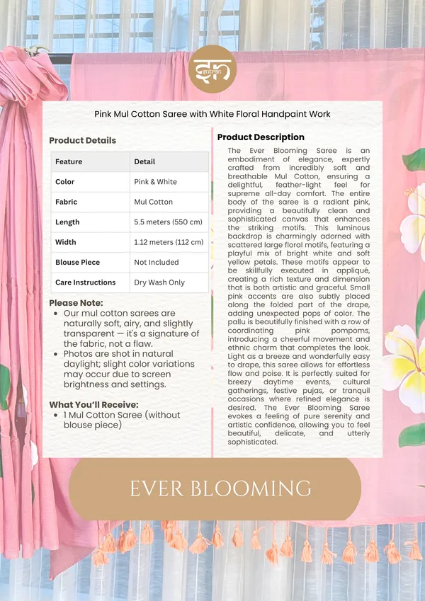 Ever_Blooming:_Pink_&_White_Mul_Cotton_Saree_With_Hand-Painted_Work_For_Women