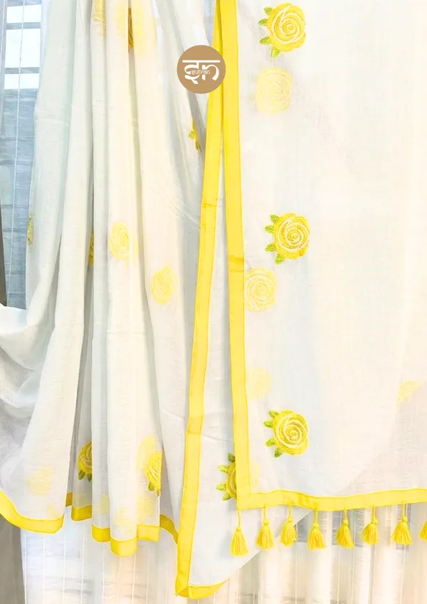 Seli_Fulkari:_White_Pure_Mul_Cotton_Saree_with_All-Over_Rose_Embroidery_Work