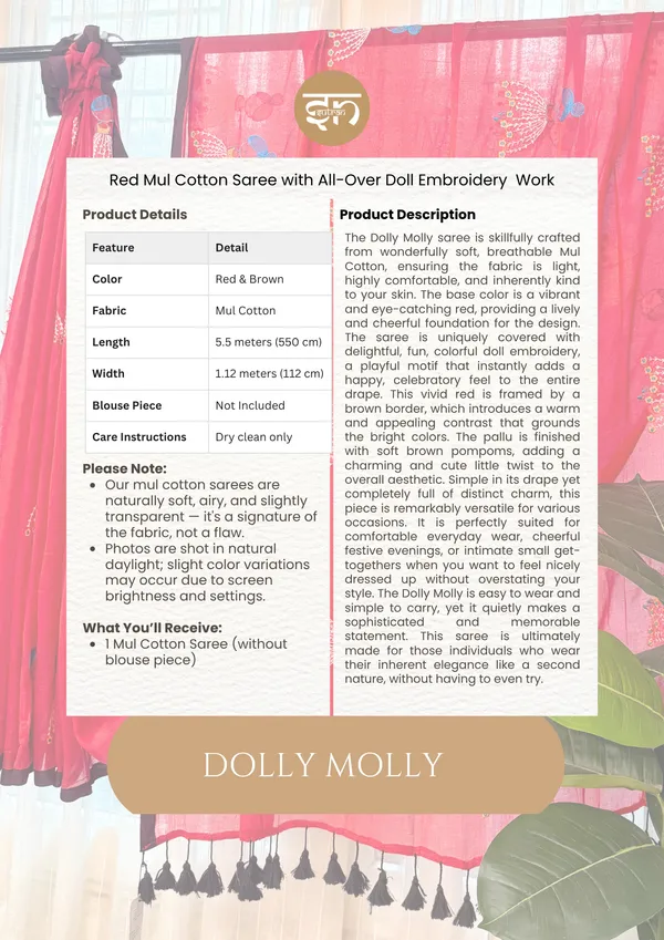 Dolly_Molly:_Red_&_Brown_Mul_Cotton_Saree_With_Embroidery_Work_For_Women