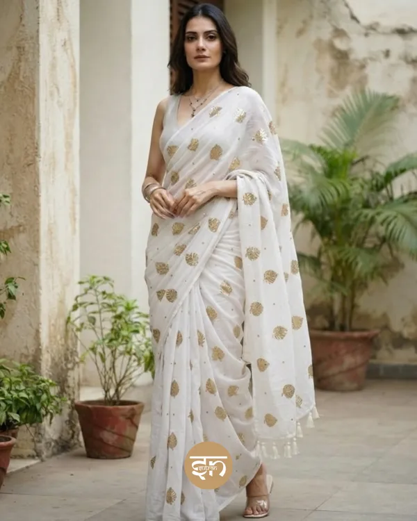 Moonlit_Leaves:_Mint_Green_Pure_Mul_Cotton_Saree_with_Elegant_Leaf_Sequin_Embroidery_Work