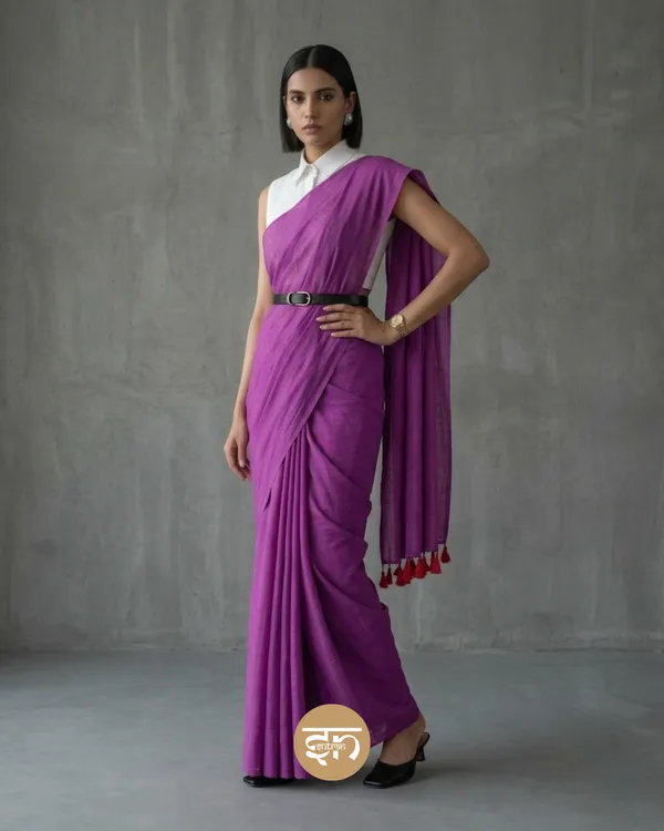 Bare_Elegance:_Magenta_Mul_Cotton_Saree_For_Women