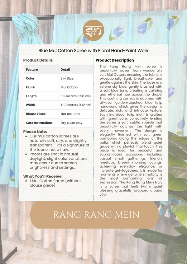 Rang_Rang_Mein:_Sky_Blue_Mul_Cotton_Saree_With_Hand-Painted_Work_For_Women