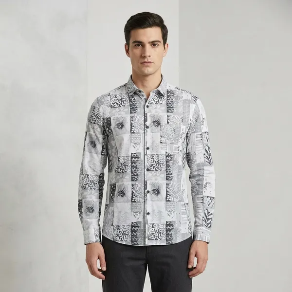 White_Cotton_Regular_Fit_Patchwork_Print_Full_Sleeve_Casual_Shirt_For_Men