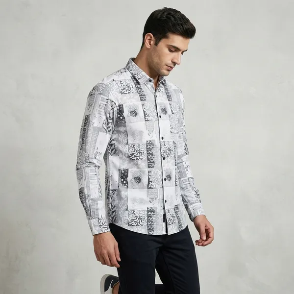White_Cotton_Regular_Fit_Patchwork_Print_Full_Sleeve_Casual_Shirt_For_Men