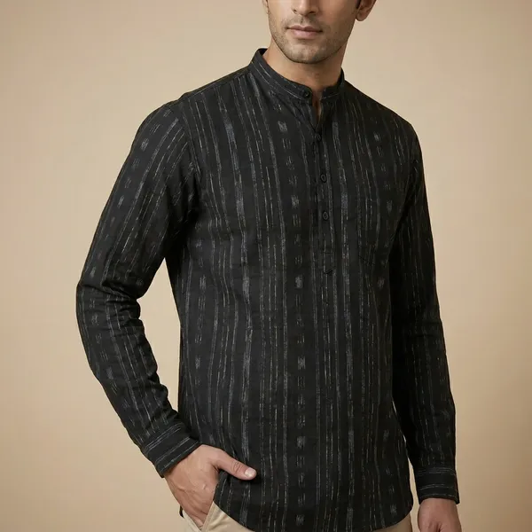 Black_Cotton_Regular_Fit_Ikat_Print_Full_Sleeve_Shirt_For_Men