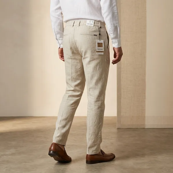 Beige_Linen_Blend_Relaxed_Fit_Elastic_Waist_Casual_Trousers_For_Men