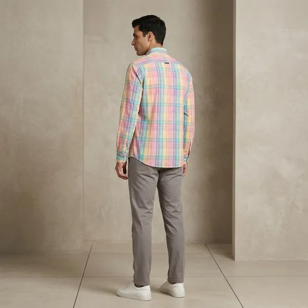 Multicolor_Cotton_Slim_Fit_Plaid_Shirt_For_Men