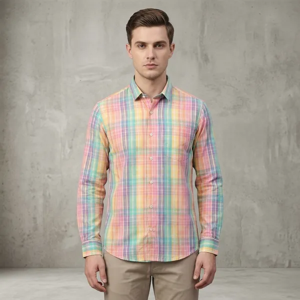 Multicolor_Cotton_Slim_Fit_Plaid_Shirt_For_Men