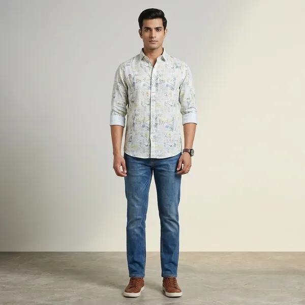 White_Linen_Regular_Fit_Abstract_Print_Casual_Shirt_For_Men