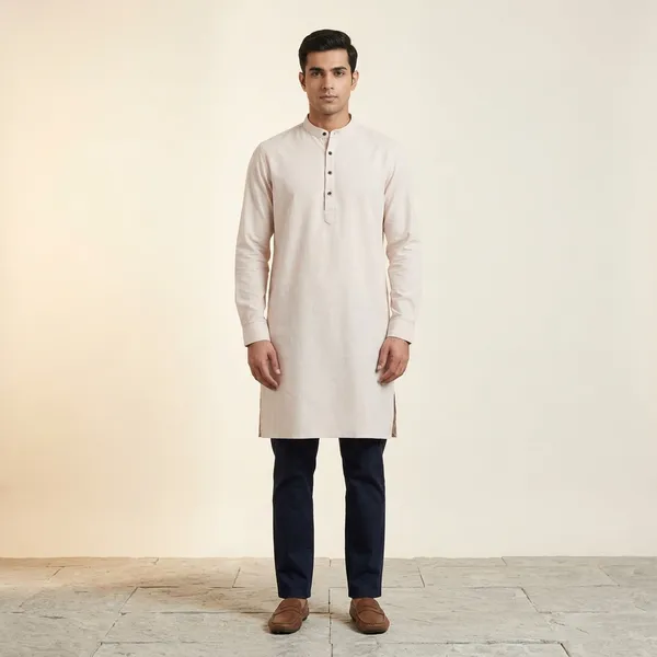 Off_White_Cotton_Relaxed_Fit_Mandarin_Collar_Kurta_For_Men