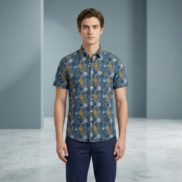 Blue_Cotton_Regular_Fit_Geometric_Print_Short_Sleeve_Shirt_For_Men