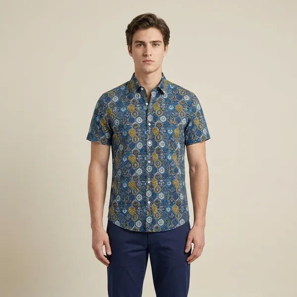 Blue_Cotton_Regular_Fit_Geometric_Print_Short_Sleeve_Shirt_For_Men