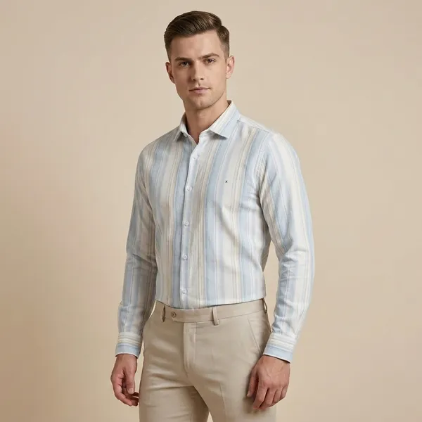 White_Blue_Striped_Cotton_Slim_Fit_Casual_Shirt_For_Men