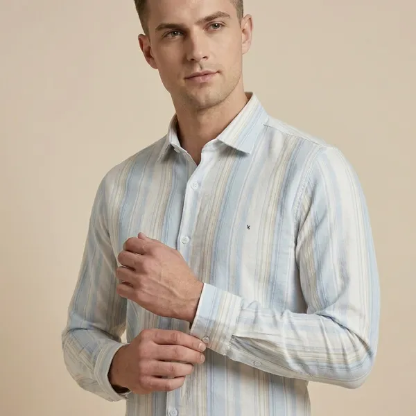 White_Blue_Striped_Cotton_Slim_Fit_Casual_Shirt_For_Men
