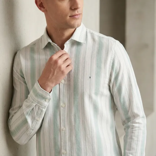 Light_Green_Striped_Cotton_Casual_Shirt_For_Men