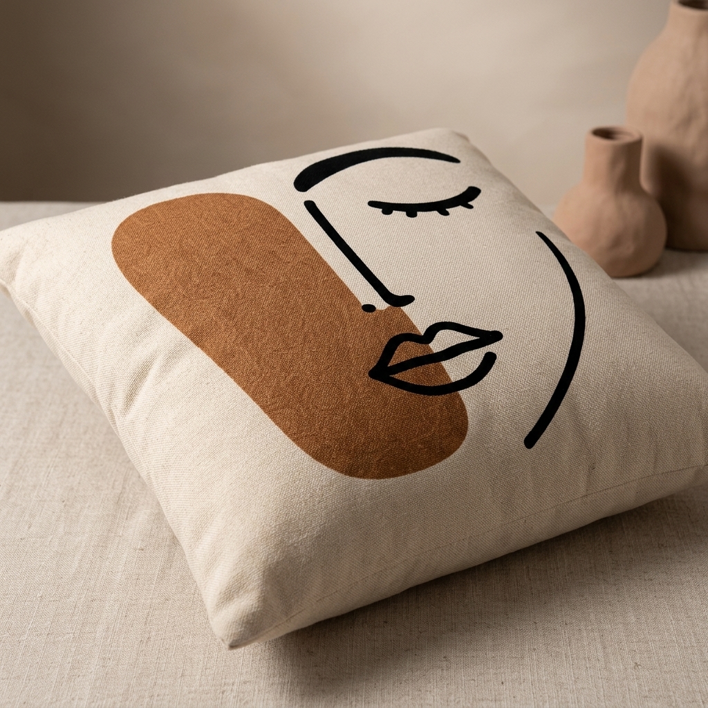 Cotton_Contemporary_Abstract_Face_Brown_Black_Print_Cushion_Cover_Pack_Of_2
