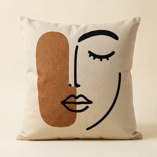 Cotton_Contemporary_Abstract_Face_Brown_Black_Print_Cushion_Cover_Pack_Of_2