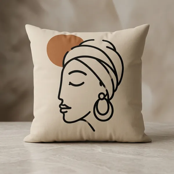 Cotton_Minimalist_Woman_Profile_Rust_Accent_Line_Art_Cushion_Cover_Pack_Of_2