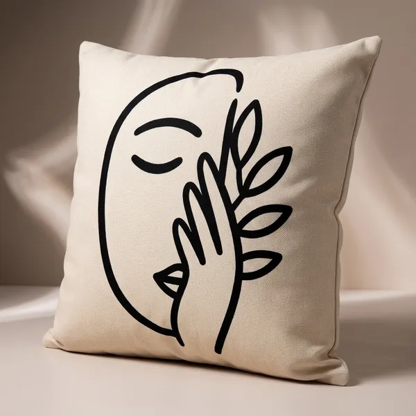 Cotton_Minimalist_Face_Line_Art_Botanical_Leaf_Print_Cushion_Cover_Pack_Of_2