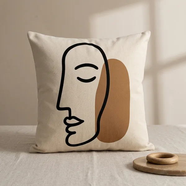 Cotton_Minimalist_Abstract_Face_Line_Art_Brown_Accent_Cushion_Cover_Pack_Of_2