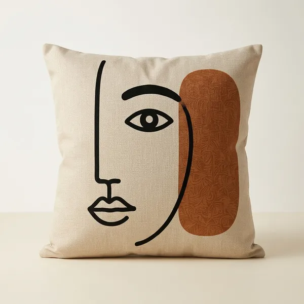 Cotton_Modern_Abstract_Face_Line_Art_Terracotta_Print_Cushion_Cover_Pack_Of_2