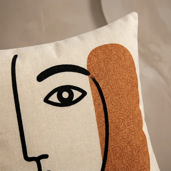 Cotton_Modern_Abstract_Face_Line_Art_Terracotta_Print_Cushion_Cover_Pack_Of_2