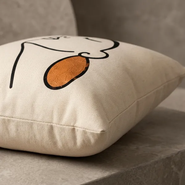 Cotton_Modern_Woman_Profile_Orange_Earring_Print_Cushion_Cover_Pack_Of_2