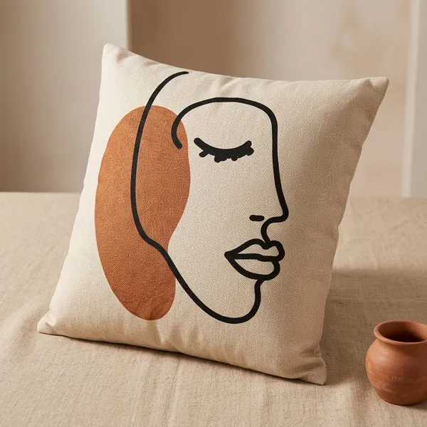 Cotton_Modern_Abstract_Face_Line_Art_Terracotta_Print_Cushion_Cover_Pack_Of_2