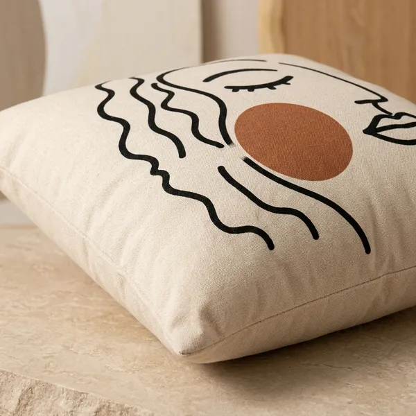 Cotton_Modern_Face_Flowing_Hair_Terracotta_Line_Art_Cushion_Cover_Pack_Of_2