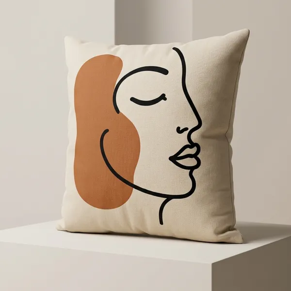 Cotton_Minimalist_Face_Profile_Terracotta_Line_Art_Cushion_Cover_Pack_Of_2