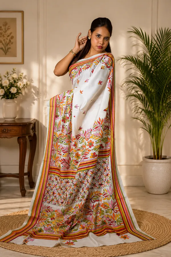 Handmade_Kanthastitch_Silk_Saree