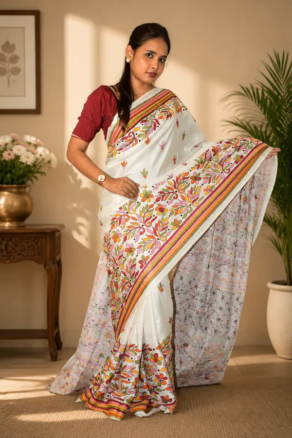 Handmade_Kanthastitch_Silk_Saree
