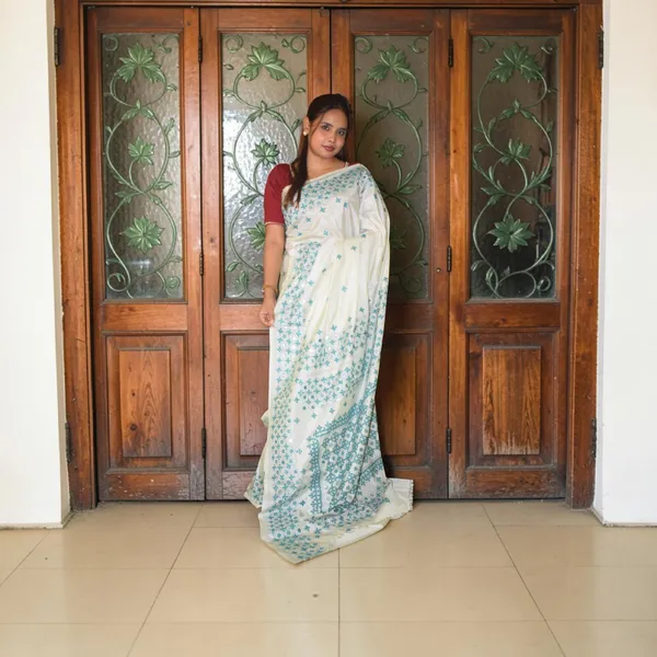 Handmade_Kanthastitch_Silk_Saree