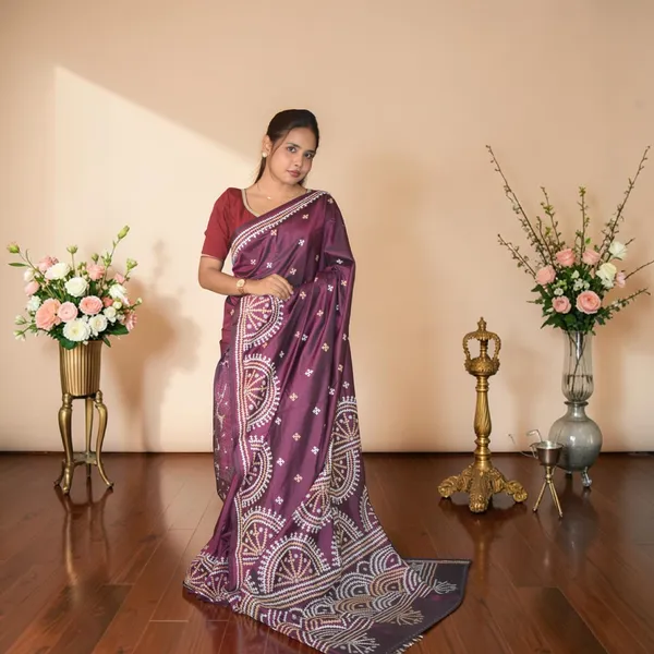 Handmade_Kanthastitch_Silk_Saree