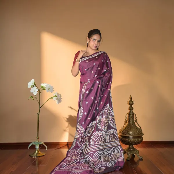 Handmade_Kanthastitch_Silk_Saree