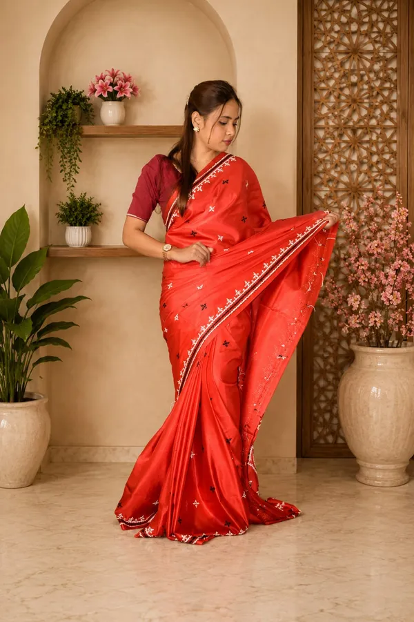 Handmade_Kanthastitch_Silk_Saree