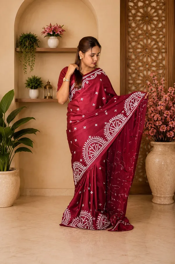 Handmade_Kanthastitch_Silk_Saree