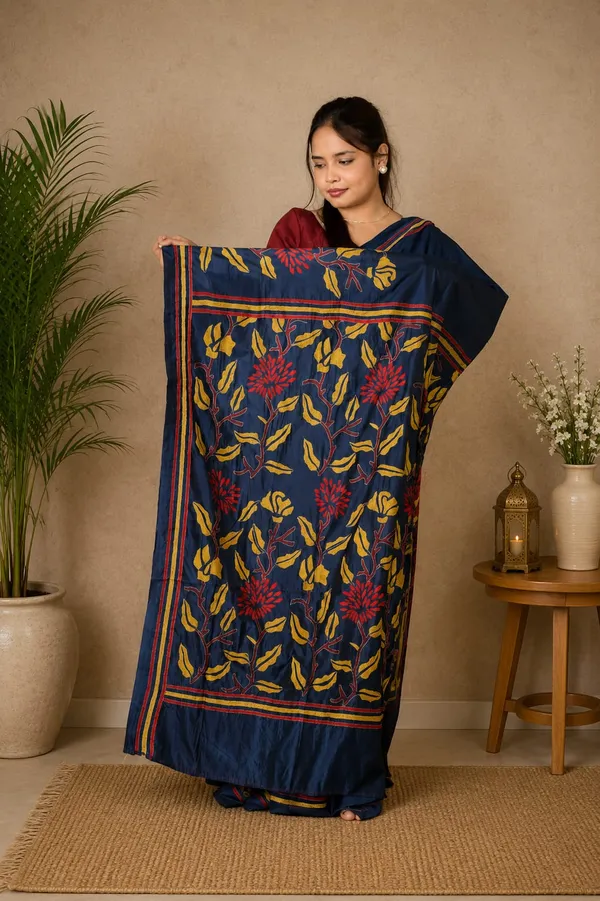 Handmade_Kanthastitch_Silk_Saree