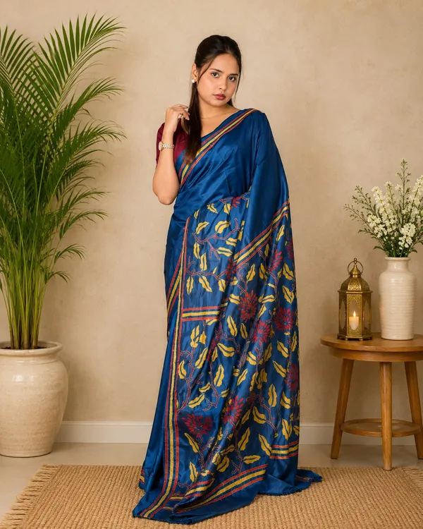 Handmade_Kanthastitch_Silk_Saree